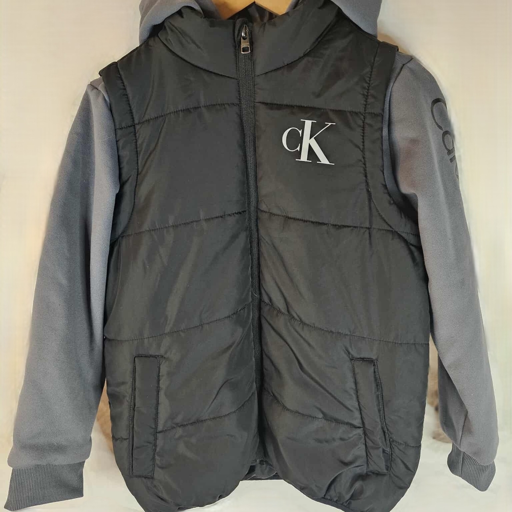 Calvin Klein Jeans Kids Gray Puffer Vest/sweater Hoodie Size Large